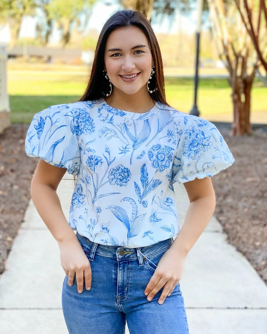 Olivia James The Label Annie Top (Toile Sky) Tops 4 Olivia James The Label Annie Top (Toile Sky) Tops