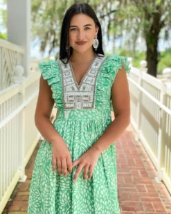 Sheridan French Stacey Dress (Green + White Trees) Dresses