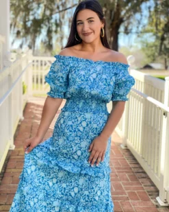 Olivia James The Label Lindsay Skirt (Mini Garden Floral Aqua)