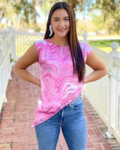 Amanda Uprichard Jupiter Top (Pink Swirl)
