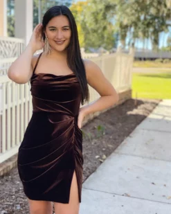 Amanda Uprichard Jasalina Mini Dress (Cocoa) Dresses