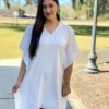 OO Boutique V-Neck Butterfly Dress (White)