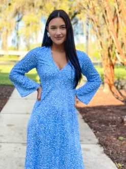 Fresha London Gloria Dress (Blue Daisy) 5 Fresha London Gloria Dress (Blue Daisy)