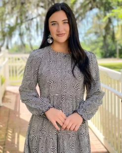 Wild Pony Dresses Tiered Midi Dress (Psychedelic)