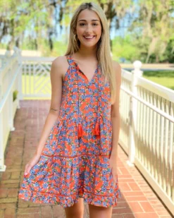 OO Boutique Dresses Trim Halter Tiered Dress (Ora Flowers)