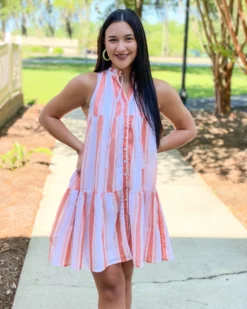 Olivia James The Label Ro Short Dress (Wide Stripe) Dresses