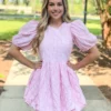 OO Boutique Textured Balloon Mini Dress (Pink) Dresses 1 OO Boutique Textured Balloon Mini Dress (Pink) Dresses