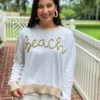Queen Of Sparkles Beach Glitter Script Long Sleeve Sweater Outerwear