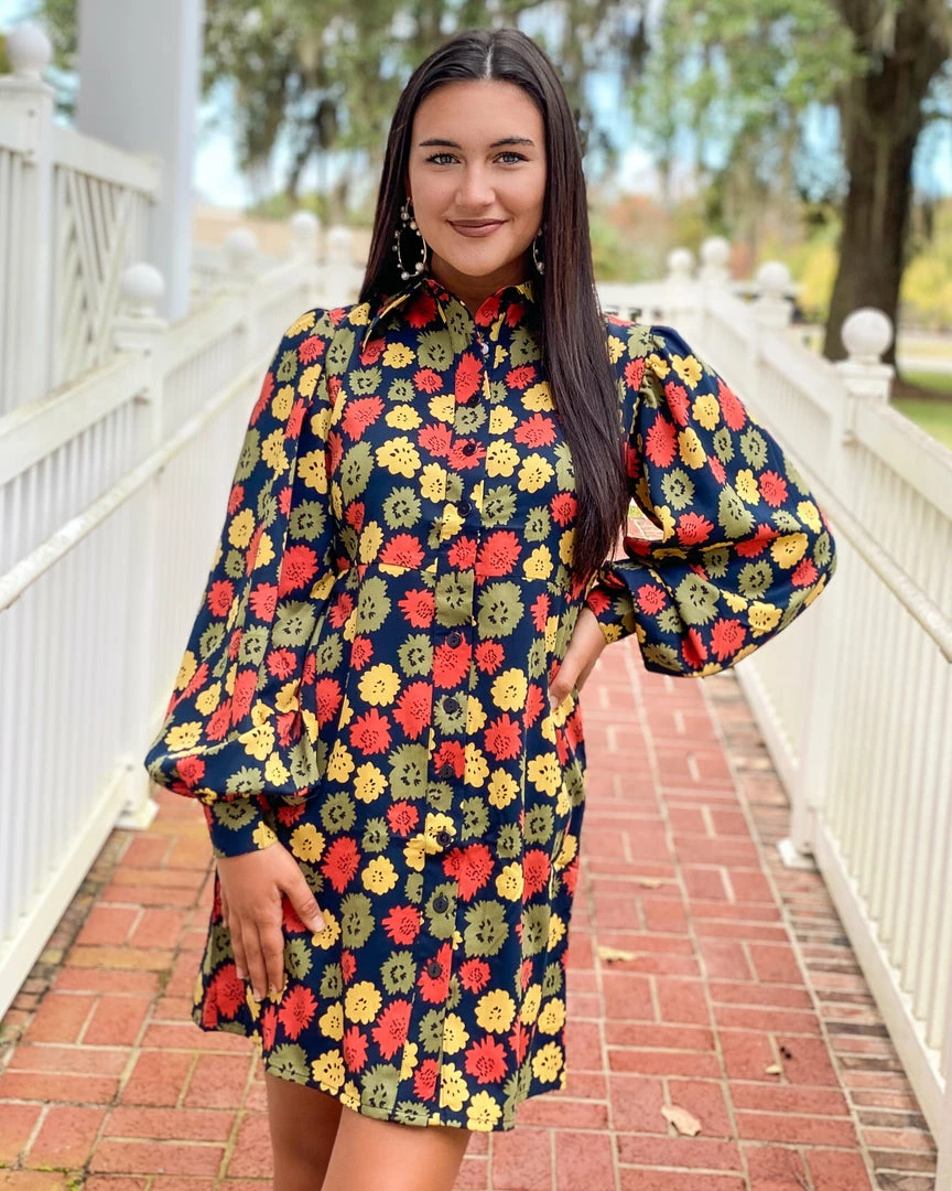 OO Boutique Floral Print Satin Mini Shirt Dress 6 OO Boutique Floral Print Satin Mini Shirt Dress