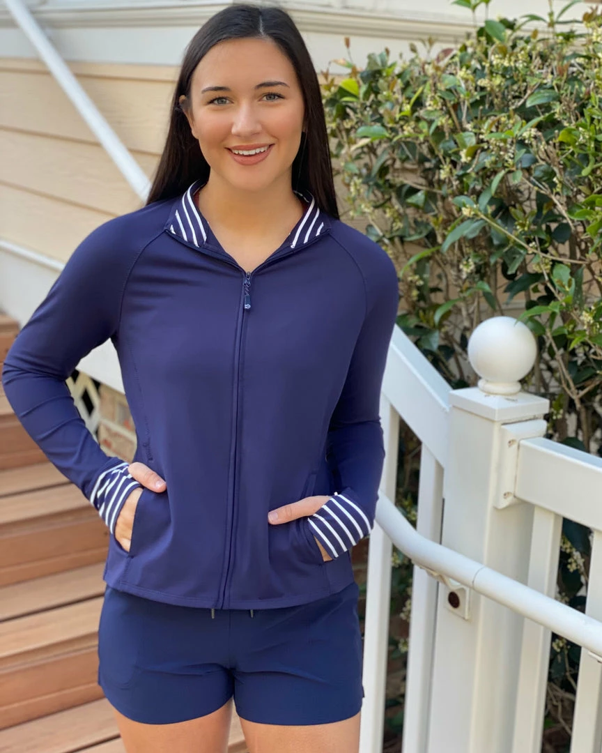 Southern Tide Viviette Performance Full Zip (Nautical Navy) Outerwear 3 Southern Tide Viviette Performance Full Zip (Nautical Navy) Outerwear