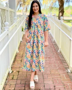 Brooke Wright Designs Henriette Caftan Dress (Ditzy Florals) Dresses