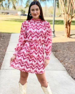 Jade Clinched Neck Dress (Red Ikat)