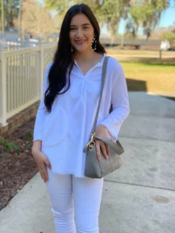 Ivy Jane Tops Soft Washed Corduory Tunic (White)