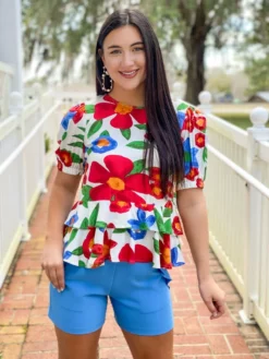 OO Boutique Ruffles Pocket Short (Gem Blue)