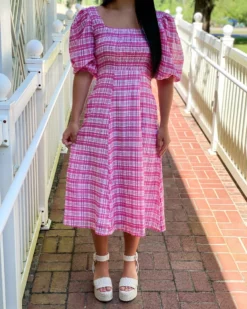 Olivia James The Label Bridget Dress (Country Plaid Pink) Dresses