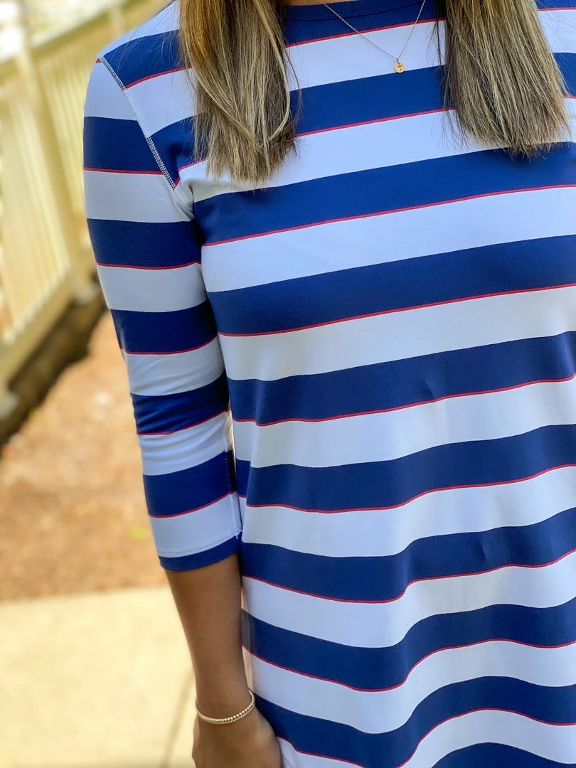 Tyler Boe Alexa Stripe Dress (Blue & Red) 4 Tyler Boe Alexa Stripe Dress (Blue & Red)