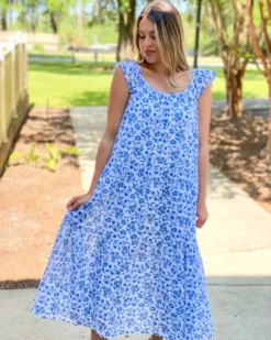 Olivia James The Label Milly Dress (Picnic Floral Blueberry)