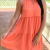 OO Boutique Dresses Tiered Halter Dress (Orange)