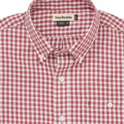 Tom Beckbe Tops Cotton Lawn Shirt (Garnet/Ecru)