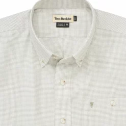 Tom Beckbe Cotton Lawn Shirt (Green/Ecru) Tops