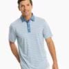 Peter Millar Sapelo Striped Performance Polo (Mist Green) Tops