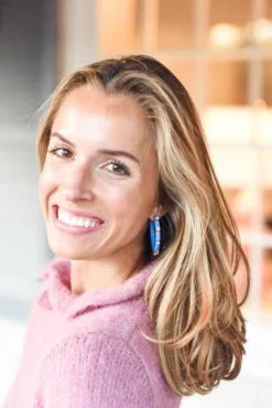 Smith & Co. City Girl Jewel Hoop (Light Blue/White) Large)