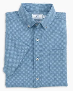 Southern Tide Sunrise Intercoastal Short Sleeve Button Down (Seven Seas Blue) Tops