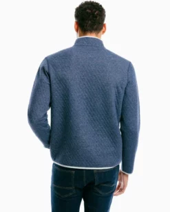 Southern Tide Tiller Heather Quarter Zip (Heather True Navy)
