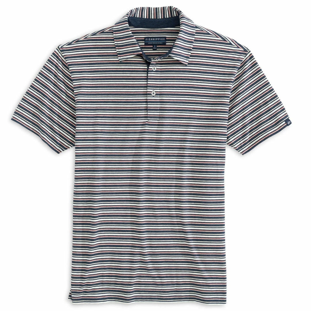 Fish Hippie Culbert Heather Multi Stripe Polo (Navy) 4 Fish Hippie Culbert Heather Multi Stripe Polo (Navy)