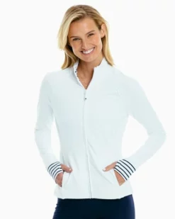 Southern Tide Tops Viviette Performance Full Zip (Classic White)